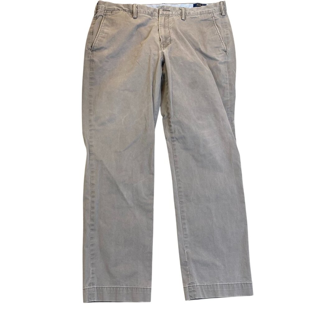 Polo Ralph Lauren Mens Chino Pants 38x32 Stretch Straight Fit Beige Cotton Blend
